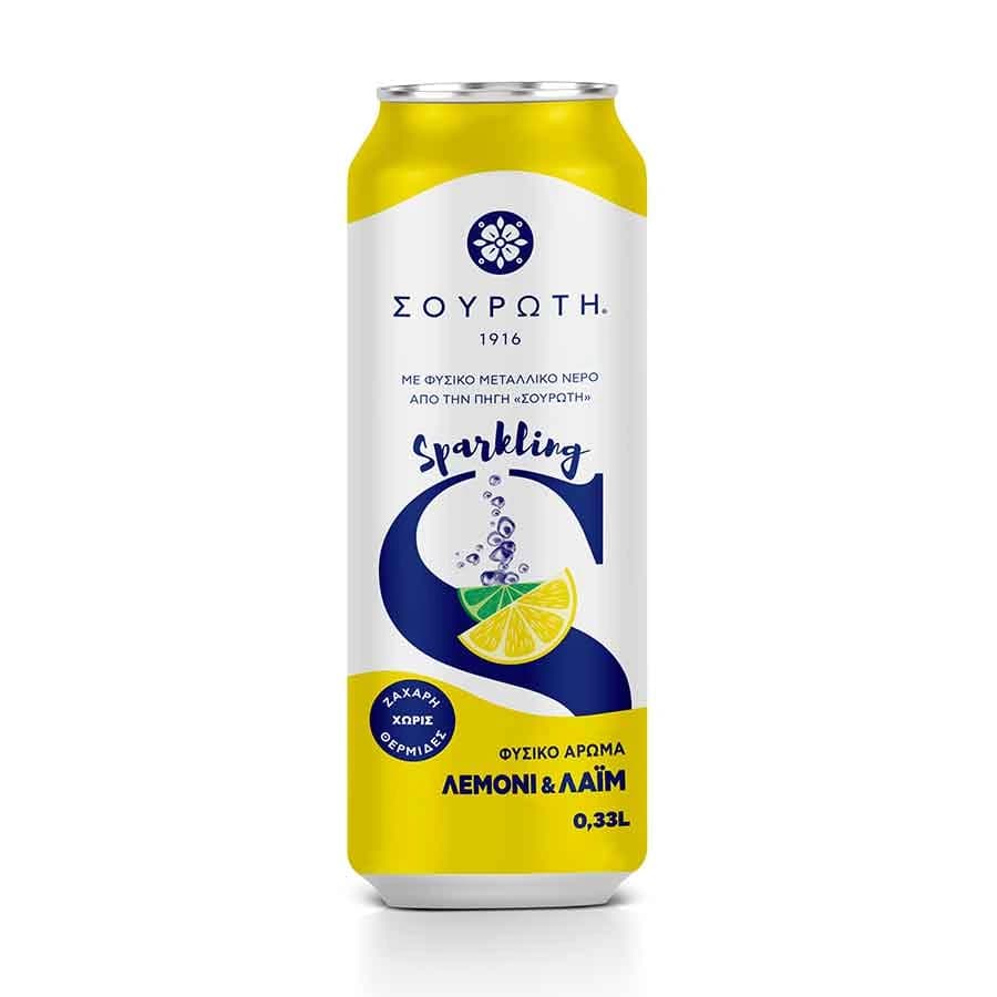 Souroti Sparkling Water with Lemon & Lime, 0,330L