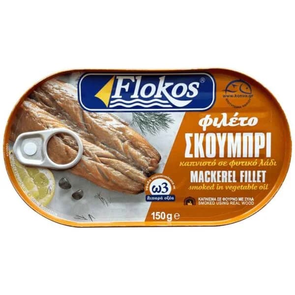 Flokos Smoked Mackerel in Vegetable Oil, 150g