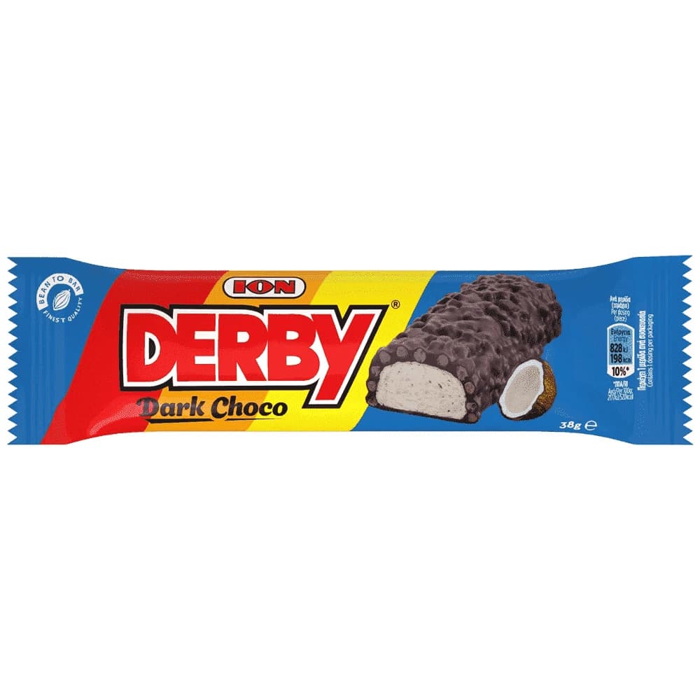 ION Derby Dark Chocolate with Rice & Coconut, 38g